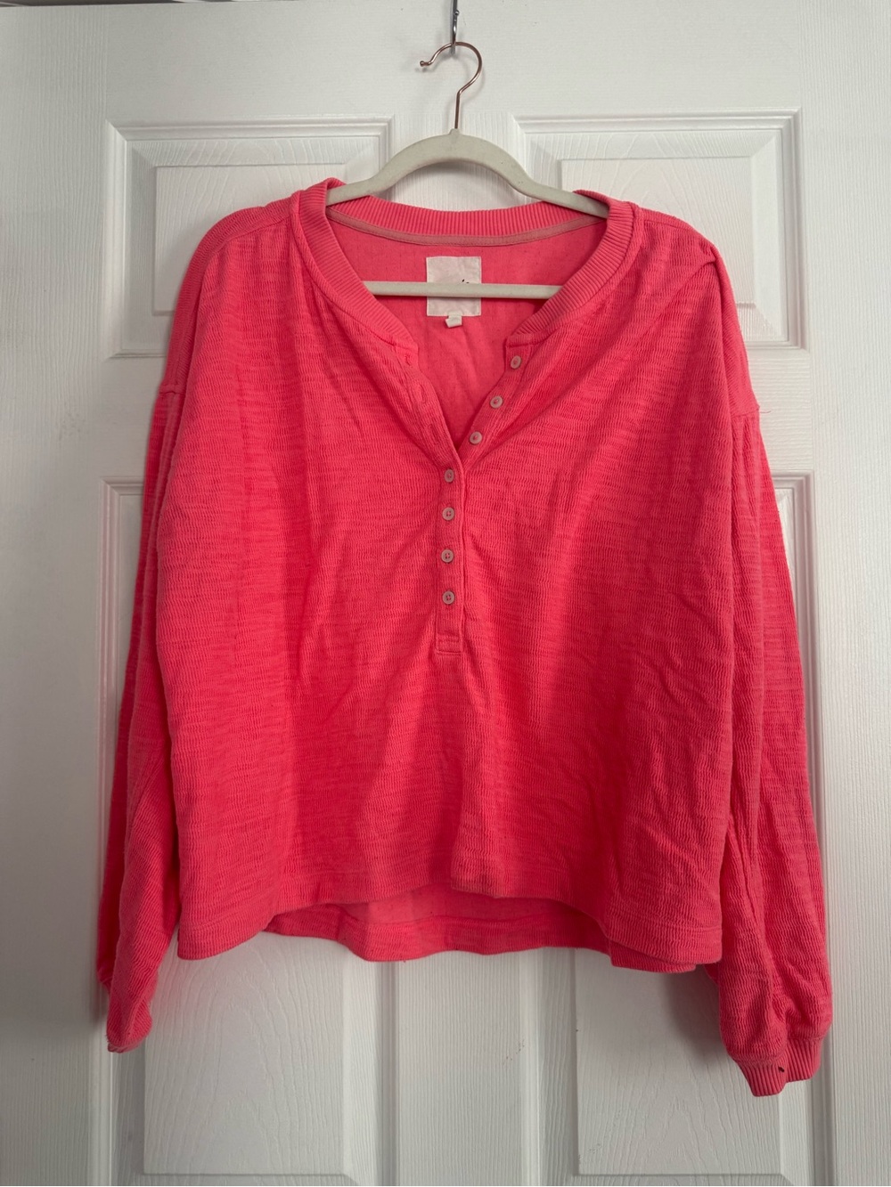 Aerie Women’s Pink Henley Long-Sleeve Top